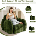 MAXYOYO Bean Bag Chair, Cloud Shaped Bean Bag Sofa for Adults, Soft Stuffed Lazy Floor Sofa with Supportive Filling, Comfy Single Couch for Living Room, Bedroom, Apartment, Green