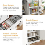 ONBRILL 71" Tall Farmhouse Kitchen Pantry Cabinet with 6 Door Shelves & Drawer, Wood Pantry Storage Cabinet with 2 Adjustable Shelves & 4 Barn Doors, Freestanding Cupboard for Kitchen, Dining Room