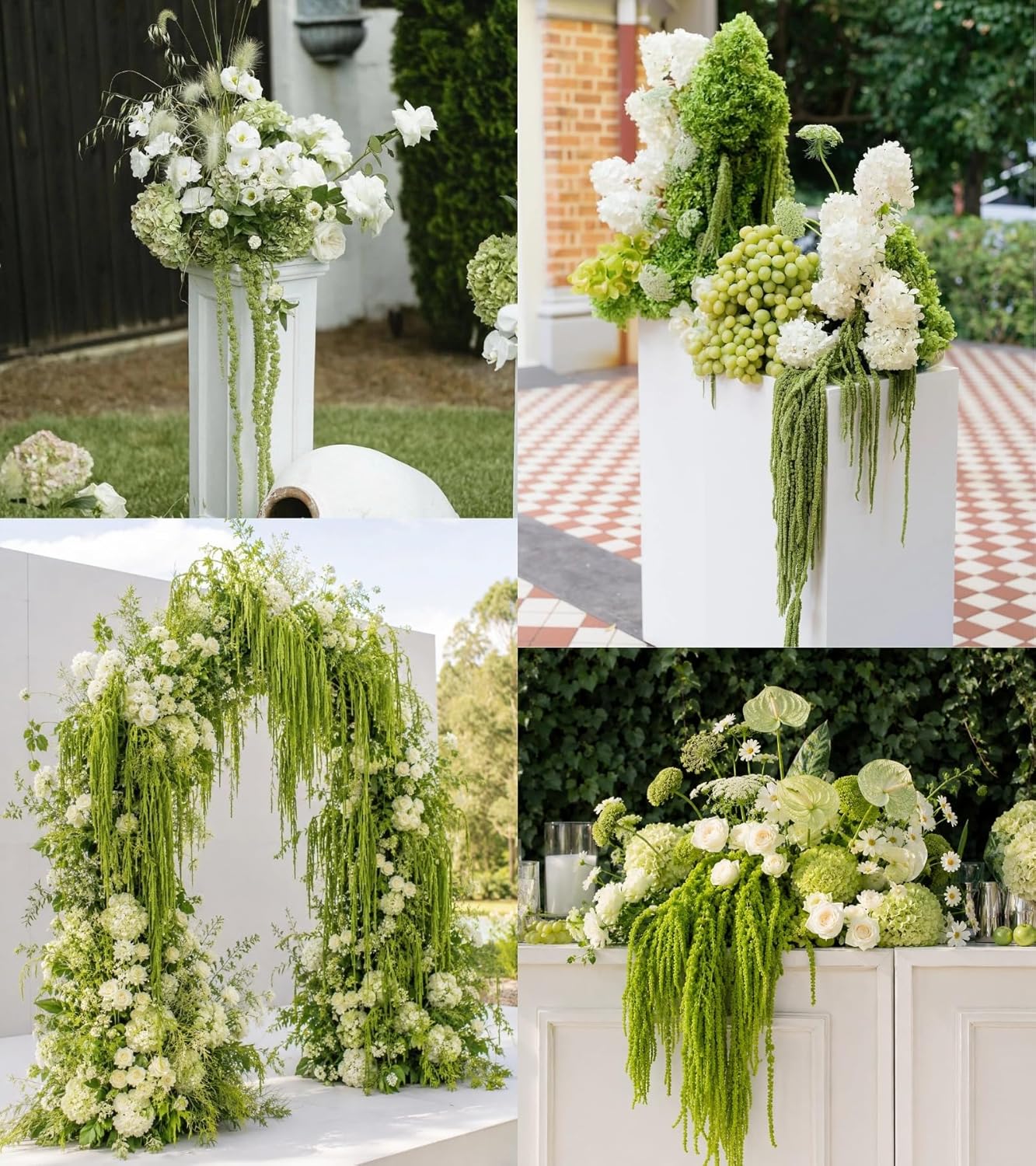 12 Pcs Neon Green Preserved Hanging Amaranthus Flowers - 23" Cascading Dried Flower Tassels for Wedding Arch, Floral Garland, Vase Arrangements & Home Decor