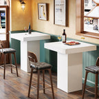 Tribesigns Square Bar Table, Modern Kitchen Dining Table, Counter Height Pub Cocktail Tables for Dining Room, Tavern, Coffee Corner, Party, 31.5 x 31.5 x 39.4 Inches, White