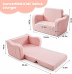 Toddler Couch 2-in-1 Fold Out Kids Sofa, Soft Comfy Lounger with Washable Cover Pocket, Kids Couch for Reading, Perfect for Bedroom, Playroom, Living Room, Gift for Girls Boys Age 1-3, Pink