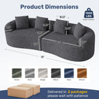 110” Modern Curved Sofa,Oversized Couch for Living Room,Cloud Couch with Boneless Couchs,Modular Sectional Sofa with Deep Seat,No Assembly Required,Black