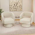Nebuaegis Swivel Accent Chair Set of 2, Modern Comfy Chenille Barrel Chairs, Oversized Upholstered Round Arm Chair for Living Room, Bedroom, Reading Room, Beige