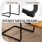 Cantilever Dining Chairs Set of 6, Mid Century Modern Dining Chairs with Black Metal Legs, Upholstered Leather Kitchen Chairs, Armless Cantilever Chair for Kitchen & Living Room, Black
