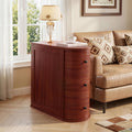 Shintenchi Narrow End Table with 3 Drawers, Vintage Solid Wood Side Table with Storage, Thin Bedside Skinny Night Stand, Slim Nightstand, Small Side Couch Sofa Table for Living Room, Bedroom, Walnut