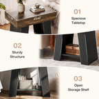 Tribesigns Wooden End Table, 2-Tier Farmhouse Nightstand Sofa Side Table with Storage Shelf, Two-Tone Side Table for Couch, Heavy-Duty Bedside Table for Bedroom, Living Room, Rustic Brown & Black