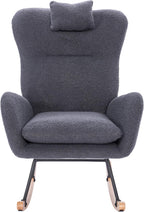 Teddy Upholstered Nursery Rocking Chair for Living Room Bedroom Indoor,A-1 | Ergonomic high backrest and thick seat cushion for ultimate comfort; easy assembly; versatile for nursery, living room,