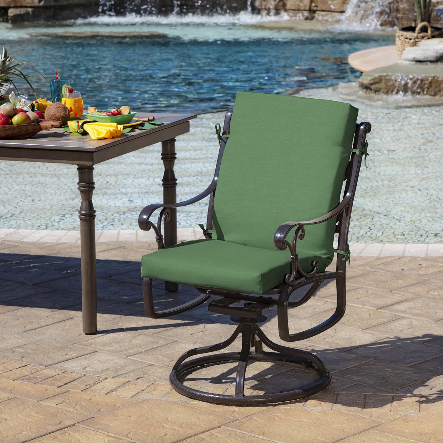 Arden 2-Pack Patio Dining Outdoor Chair Cushions, 20x44, Rain-Proof Seat Pad, Fade-Resistant Outdoor Cushion Bright Moss Green Leala