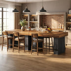 Tribesigns 63-Inch Counter Height Bar Table, Long Bar Table with Metal Footrest, Home Bistro Unit for Kitchen, Dining Room & Living Room, Rustic Brown and Black