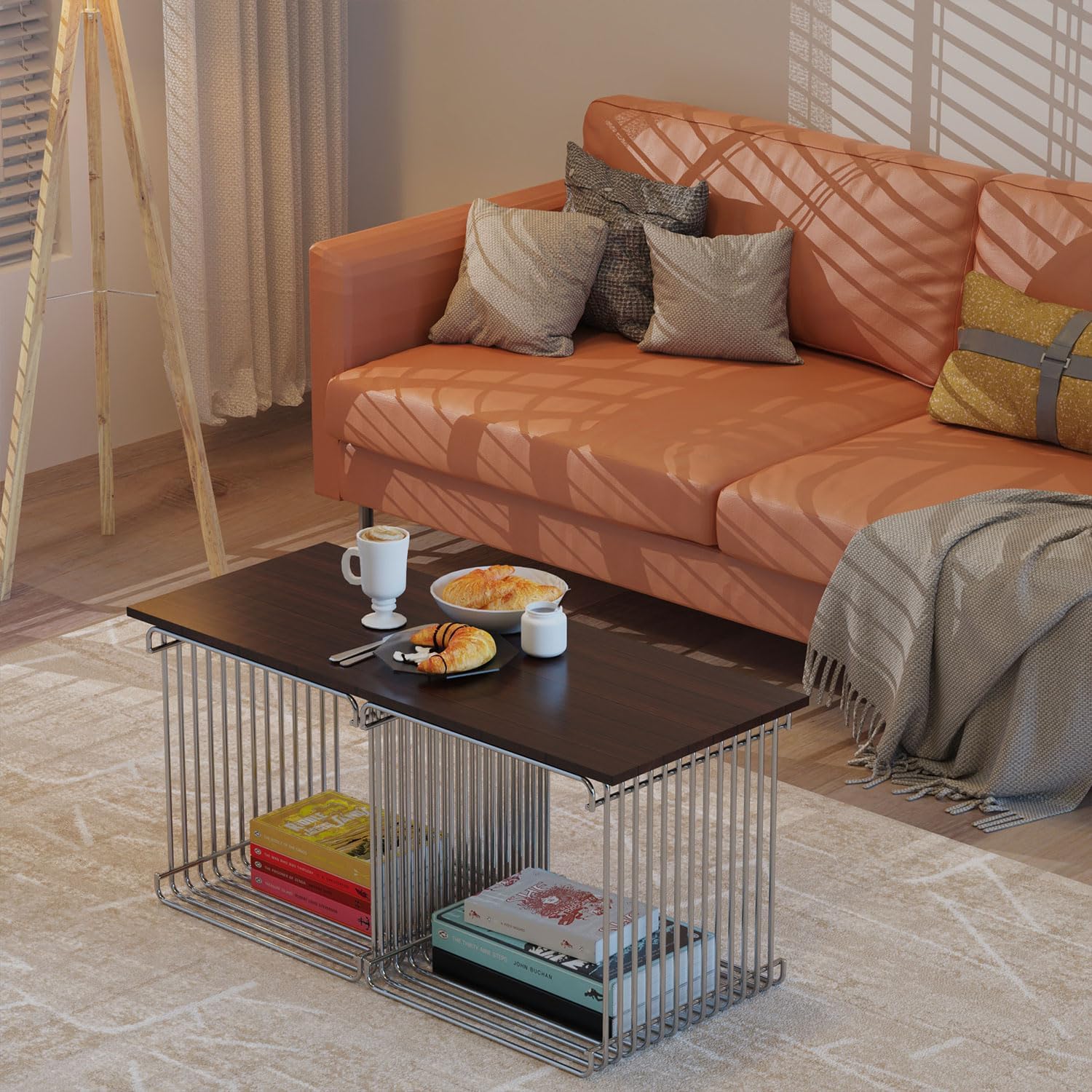 Silver Square Side Table 13.8in Cube, Retro Metal End Table with 331lb Heavy-Duty Iron Frame | Open Storage Shelf Nightstand for Living Room Bedroom, Wall or Floor Mount