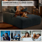 50 Inch Chaise Lounge Chair Indoor, Oversized Corduroy Upholstered Boneless Sofa Bed, Deep Seat Sleeper Couch Reading Chairs, Cloud Sofas Couches for Living Room, No Assembly Required (Dark Grey)