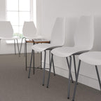 Flash Furniture Hercules Series Modern Plastic Stacking Event/Waiting Room Chairs, Ergonomic Lobby Chairs with Contoured Seats, Set of 5, White/Silver