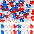 120 Pcs Patriotic Ducks 4th of July Bulk Tiny Resin Duck Red White Blue Miniature Ornaments for Vase Filler Jewelry Making DIY Crafts 250th Party Gifts Decorations (Independence Style)