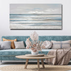 TRAIN2 ART Abstract Wall Art Modern Coastal Wall Decor Textured Blue and White Sea Background Canvas Wall Art for Living Room Bedroom Kitchen Office 28"x57"