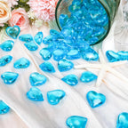 Babenest 215pcs Blue Heart Acrylic, 1Inch Crystal Rhinestones, Diamond Fake Gems Vase Filler for Table Scatters Wedding Party Anniversary Decoration Favor