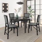 VECELO Folding Chairs Set of 4 with Cushion, Foldable Padded Seats with Heavy Duty Metal Frame for Kitchen/Dining/Living Room, No Assembly & Space Saving Design, Grey