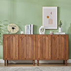 Bifins 94.5” Fluted Sideboard Buffet Cabinet with Storage,Mid Century Modern Long Wood Storage Cabinet with Arched Profile for Dining Room Kitchen Living Room