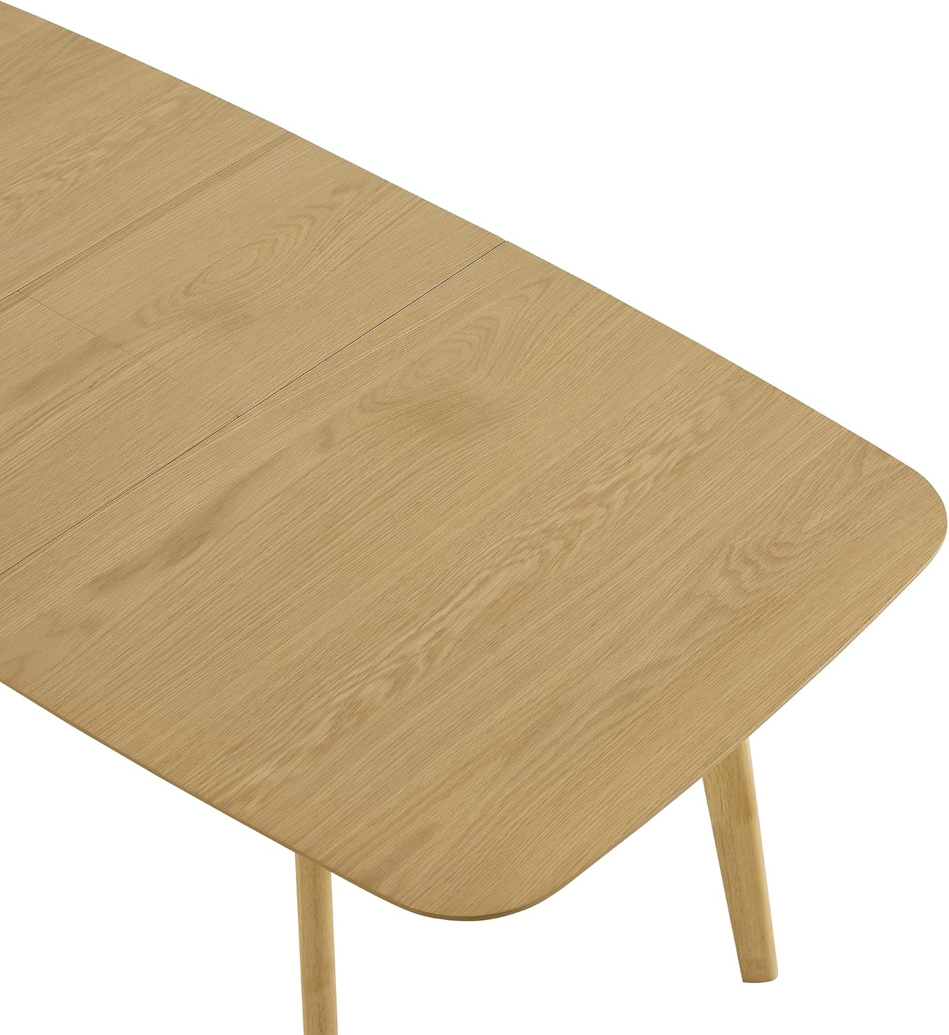CHITA 47"-59" Extendable Dining Room Table for 4, Modern Wood Dining Table for Small Spaces, Kitchen, Space Saving Hidden Leaves, Solid Rubberwood Frame, Oak Veneer