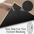 20ft Natural Jute Hallway Runner Rug Non Skid Washable, Rubber Backed Long Khaki Indoor Entryway Runner, Absorbent Kitchen Carpet Sink Rug