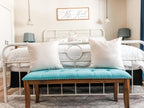 PHI VILLA Bench for Bedroom End of Bed - Dining Bench with Sturdy Wood Legs, Extra-Long Upholstered Tufted Bed Bench Seat, Farmhouse Entryway Bench