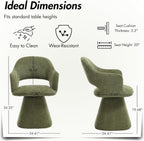 Hyfirm 360° Swivel Dining Chair with Arms Set of 2, Chenille Upholstered Barrel Accent Kitchen Chairs with Hollow High Back, Deskchair for Dining Room Bedroom Vanity, Moss Green