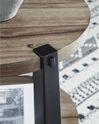 Signature Design by Ashley Ridgester Farmhouse End Table with Storage, Light Brown & Black