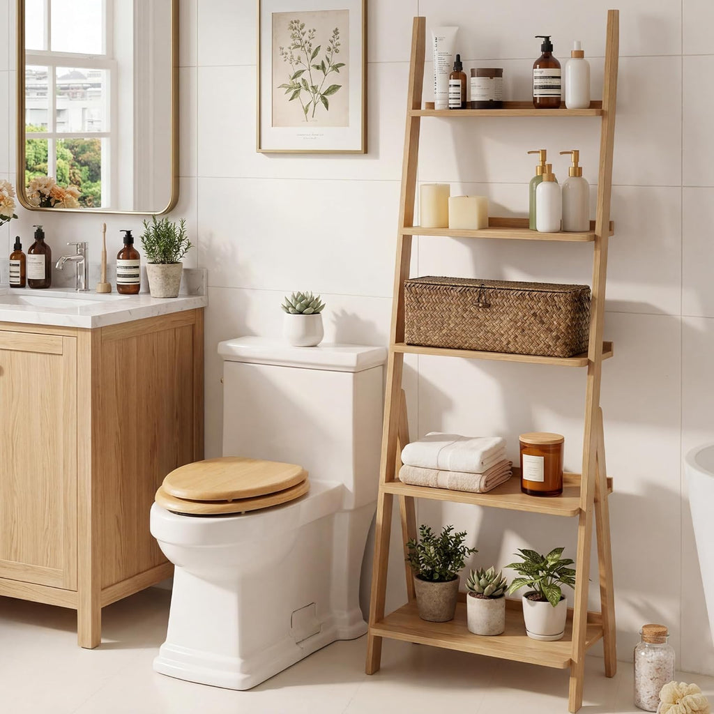 StorageWorks Toilet Paper Storage Basket with Lid, Large Wicker Baskets with 3 Compartments, Seagrass Back of Toilet Basket for Tank Topper, Shelves Organizer, 16½"x 5½"x 5½, 1-Pack