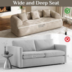 91" Boneless Couch,Cloud Couch,Chenille Curved Sofa with 3 Seater and 3 Pillows, Modern Compression Sofa for Living Room, Bedroom and Apartment, No Assembly Required, Light Brown