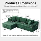 Bashaw 108" Cloud Sectional Boneless Couches Sofa with Chaise, Modular L-Shape Couch Deep Seat Memory Foam Compressed Sofa for Living Room
