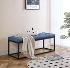 Porthos Home Vera Side Bench with Fabric Upholstery and Metal Frame