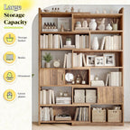 DurayLoly 75" Tall Corner Bookshelf, 7 Tiers Wood Bookcase with 2 Enclosed Storage Cabinet, Adjustable Corner Cabinet for Living Room, Home Office, Bedroom, Kitchen, Brown