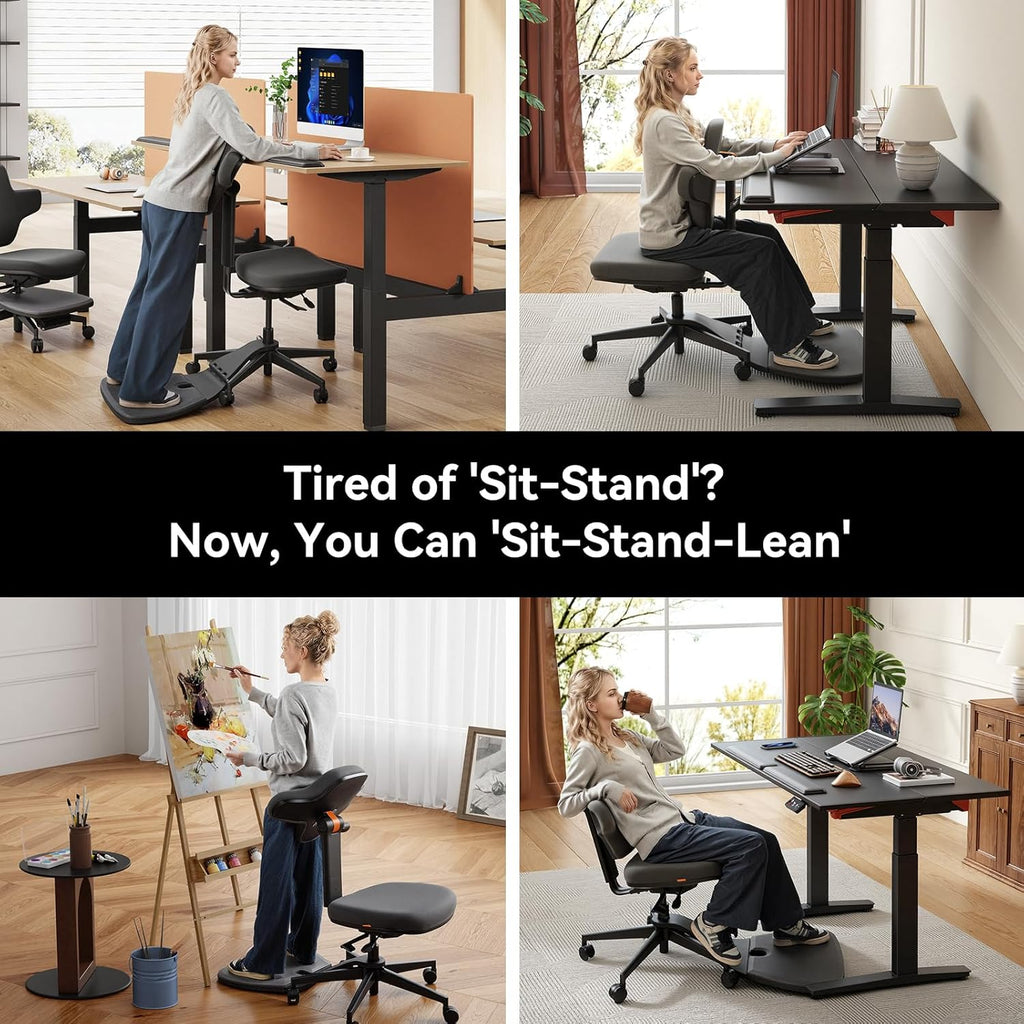 Newtral Standing Mate Chair, 6-in-1 Ergonomic Standing Desk Chair, Adjustable Sit Stand Lean Perch Saddle Stool with Flip Backrest, Dynamic Posture Support & Built-in Anti-Fatigue Design, MT-M-DG