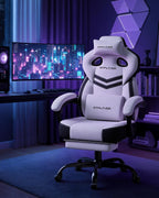 GTPLAYER Gaming Chair for Adults- Ergonomic Big & Tall Gaming Seat with Footrest & Lumbar Support, Fabric Comfortable Computer Office Chair 90-155° Reclining - Heavy Duty Wide Seat, Bright Grey