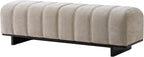 Christopher Knight Home Lamie Chenille Upholstered Dining Bench, Wooden Entryway Bench, Long Sofa Footstool for Living Room, Bedroom End of Bed Bench, Oatmeal+Black