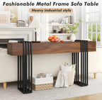 knoworld 63 Inch Long Console Table, Extra Thick Industrial Sofa Table Behind The Couch Rectangular Entryway Table for Entrance Hallway Living Room, Entire top Board & 4-Pipe Legs, Rustic Brown