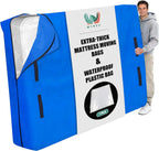 WTREE Double Shield Mattress Bag for Moving and Storage, 8 Reinforced Handles Mattress Cover with Internal Clear Mattress Protector, 170GSM Heavy Duty Tarp Mattress Mover Tool, Queen