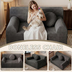 42" Boneless Oversized Chair with Side Pocket, Sofa Small Single Couch in a Box, Deep Seating Boneless Chair for Bedroom Living Room Office Apartment, No Assembly, Dark Grey