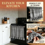 Handmade Farmhouse Hidden Skirt Curtain, Tie Top Heat‑Resistant Kitchen Curtain with Ruffles & Ribbon Ties for Oven, Stove & Dishwasher, Rustic Kitchen Décor (Brown, 22" W x 28" L)