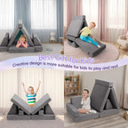 Modular Kids Play Couch, Toddlers Couch Building Set, Children Convertible Play Fort, Kids Sofa for Playroom and Bedroom, Rectangular Armrests