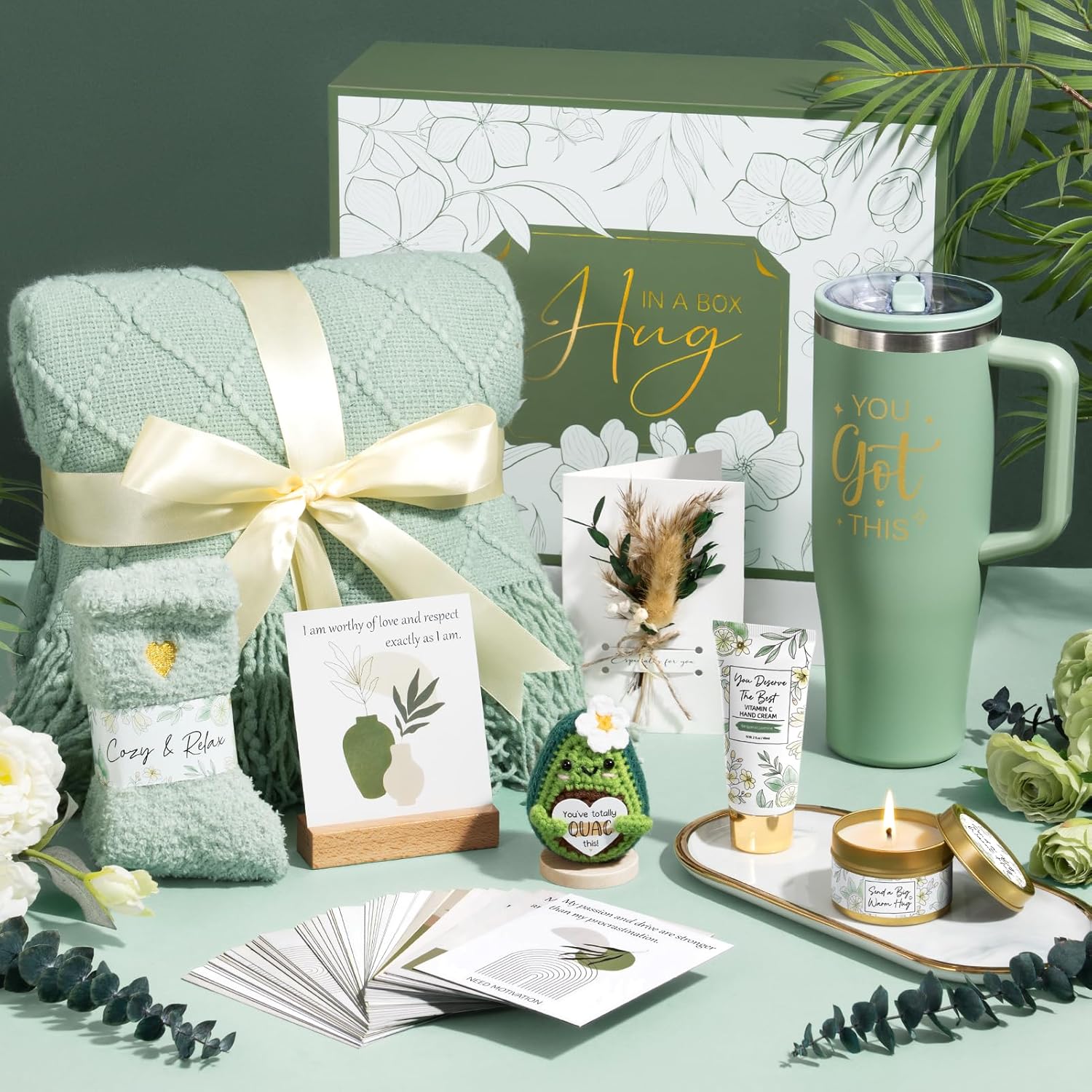 Mothers Day & Birthday Gifts for Women, Get Well Soon Care Package After Surgery & Cancer, Luxury Sympathy Self Care Basket, Inspirational Thinking of You Feel Better Spa Gift Set for Mom Her Friends