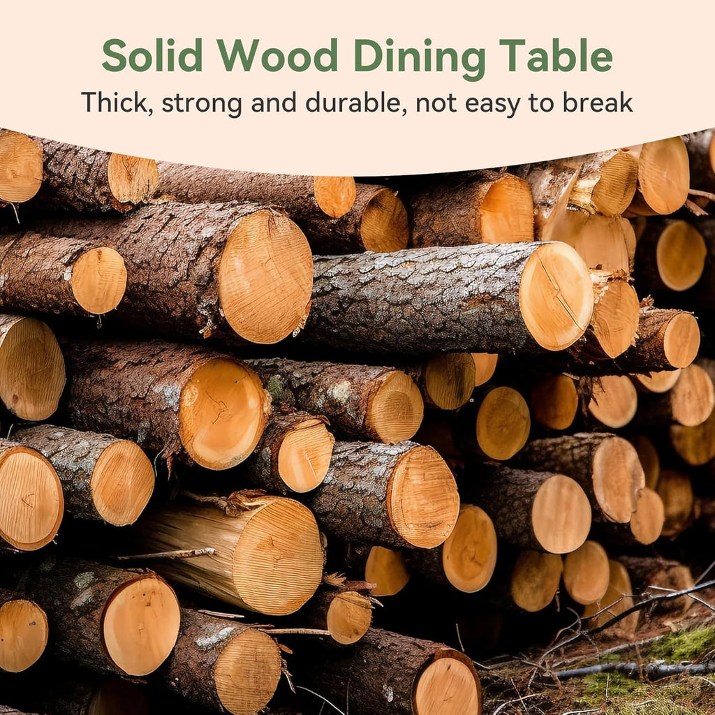 47" Solid Wood Round Dining Table for 4-6 People, Farmhouse Kitchen Table for Dining Room, Kitchen, Living Room, Rustic Brown