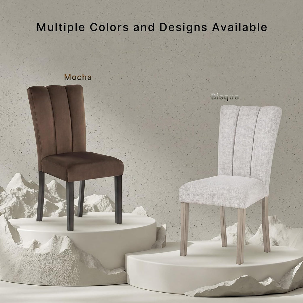 Signature Design by Ashley Jazmore Dining Chairs Set of 2, Contemporary Upholstered Velvet Side Chairs, Comfortable Cushioned Seat and Solid Wood Frame, Ideal for Dining Rooms, Mocha Brown