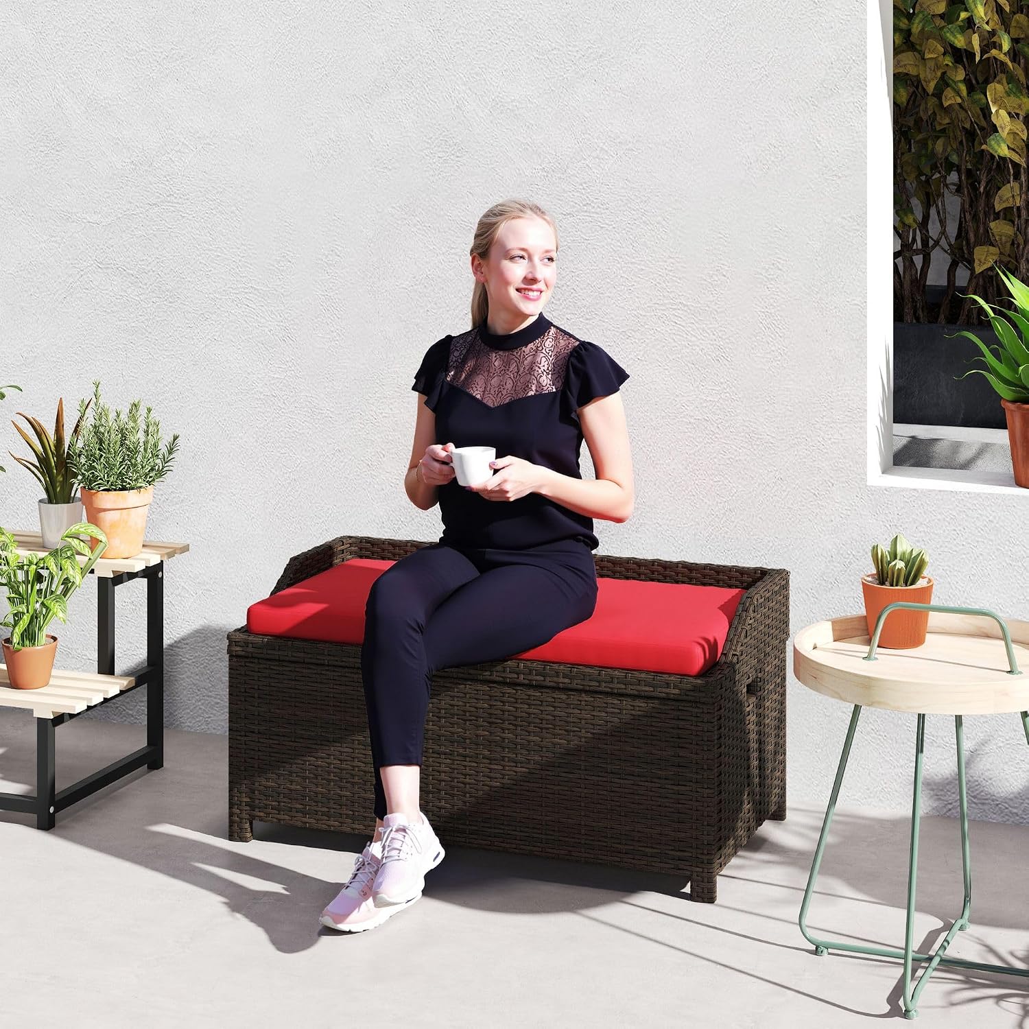 Outdoor Storage Bench with Cushion