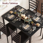 Dining Table Set for 4, 5 Piece Kitchen Table and Chairs Set with Upholstered Thick Cushion, Space Saving Dinette Set with Metal Frame for Small Spaces, Apartment, Breakfast Nook