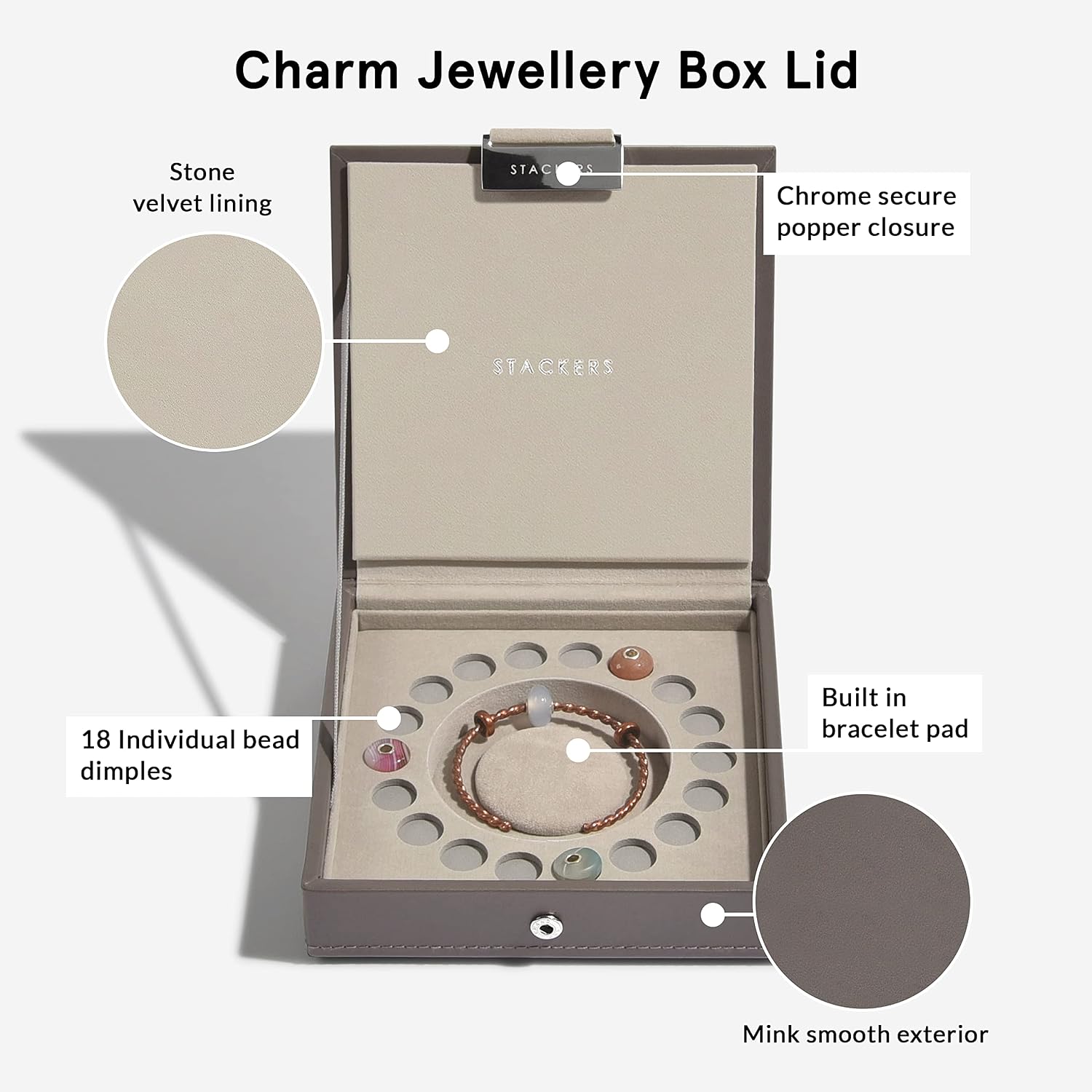Stackers Charm Jewellery Box Lid, PU, Plain