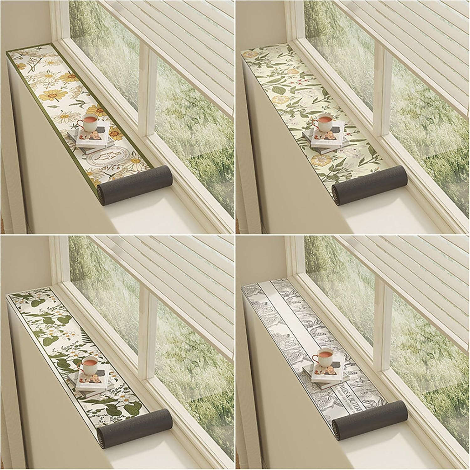 Window Sill Cushion Length 24 36 50 80 in, Ledge Decor Protector Mat, Windowsill Protector Mat for Kitchen Countertop/Offices/Balconies(B,L 60IN X W 6IN)