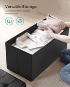 SONGMICS MAZIE Collection - 30 Inches Storage Ottoman Bench with Flipping Lid, Storage Chest Footstool, Load 660 lb, for Entryway, Living Room, Bedroom, Synthetic Leather, Black ULSF45BK
