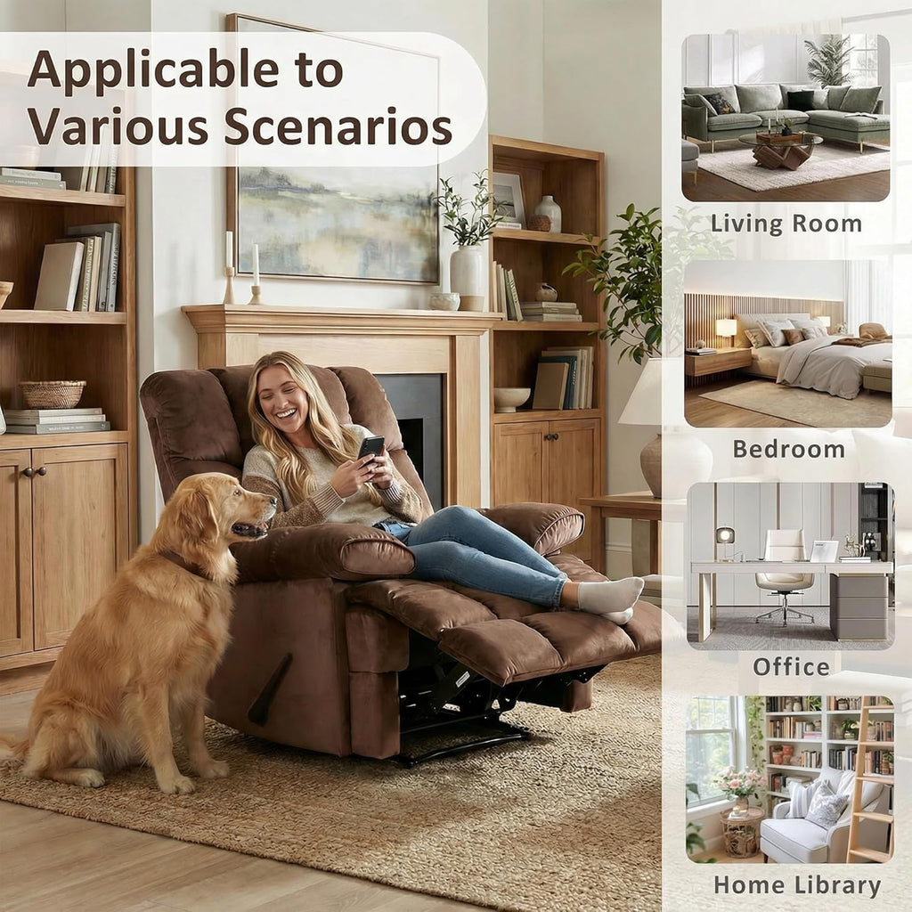 Manual Adjustable Oversized Recliner Chair with Phone Holder, Extra Large Recliner for Heavy Duty Adults 400lbs, Big Man Recliners for Living Room, Nursery, RV