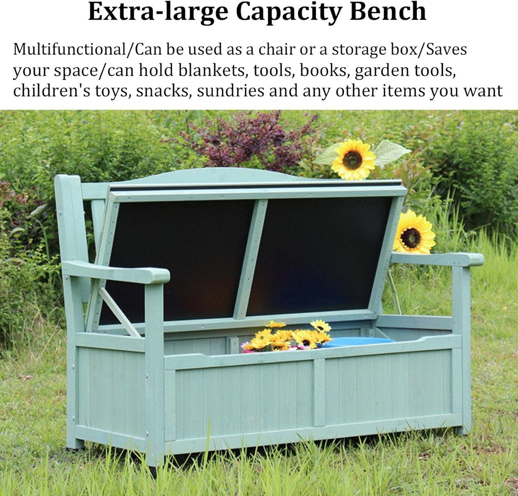 Waterproof Solid Wood Garden Bench, 48.8" Outdoor Storage Bench for Patio, Yard, Porch, Entryway - Durable & Stylish Seating Solution