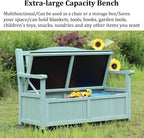 Waterproof Solid Wood Garden Bench, 48.8" Outdoor Storage Bench for Patio, Yard, Porch, Entryway - Durable & Stylish Seating Solution